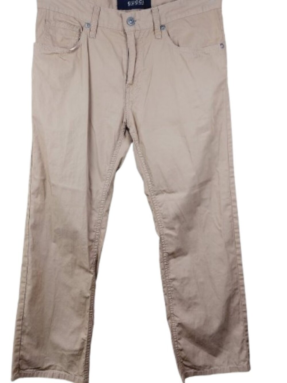Gucci Women's Tan Cotton Blend Flat Front Straight Leg Khaki Pants Size 44 Reg